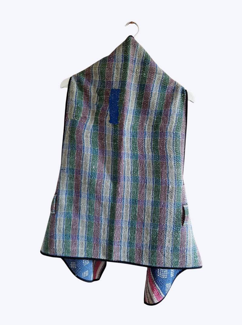kantha vintage cape - ocean