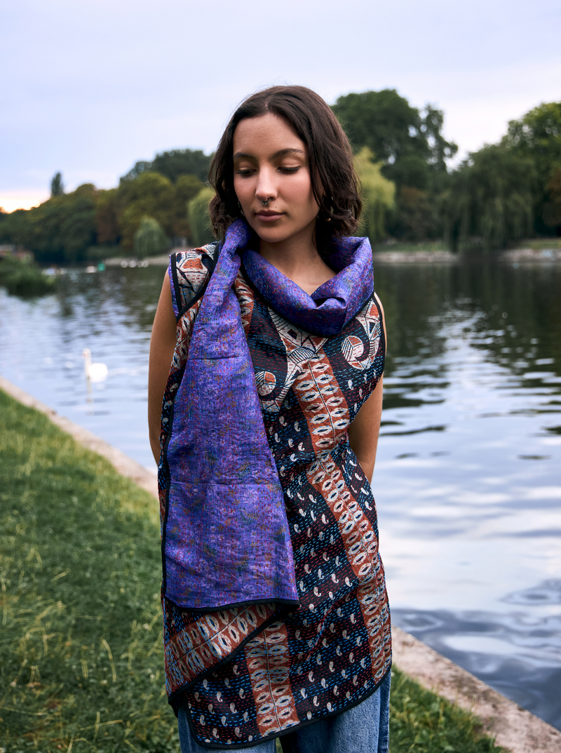 kantha vintage silk cape gopi