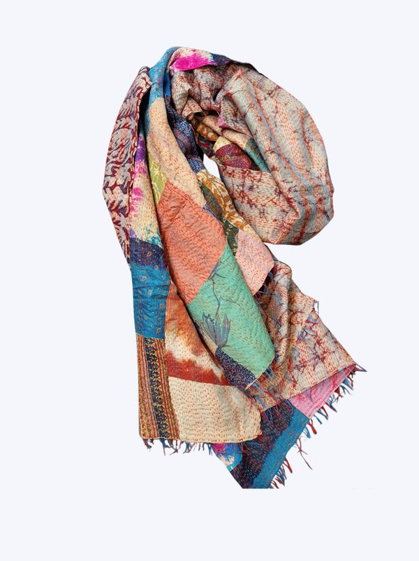 kantha vintage silk shawl
