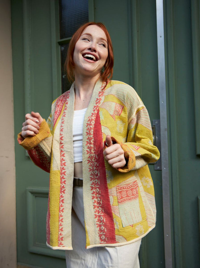 kantha vintage kimono ruby (zari)