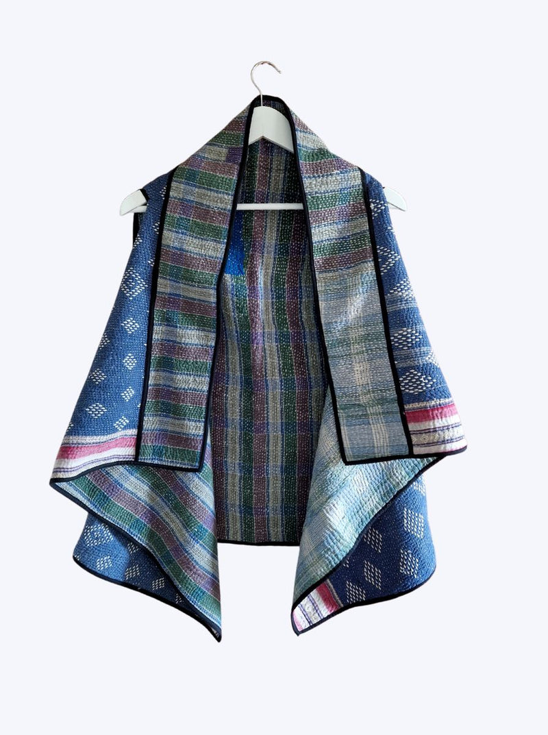 kantha vintage cape - ocean