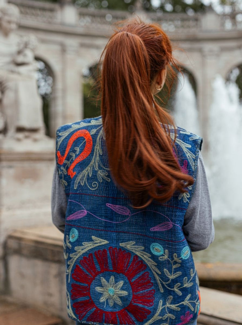 kantha indigo suzani vest