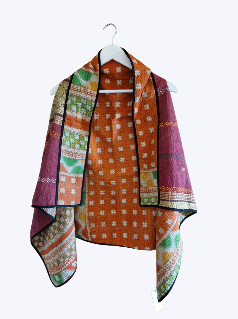 kantha vintage cape - orange love