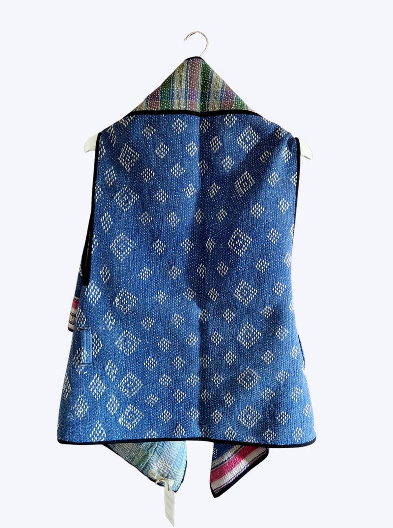 kantha vintage cape - ocean