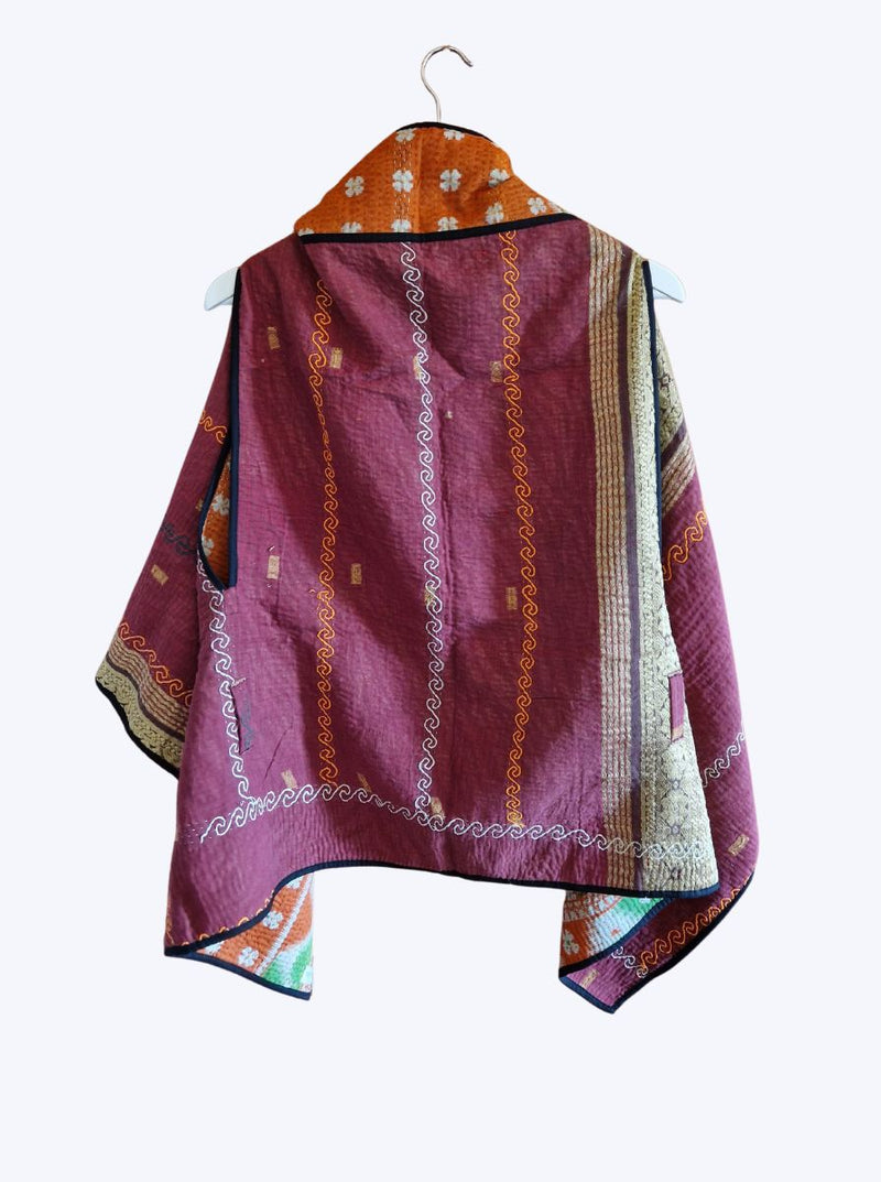 kantha vintage cape - orange love