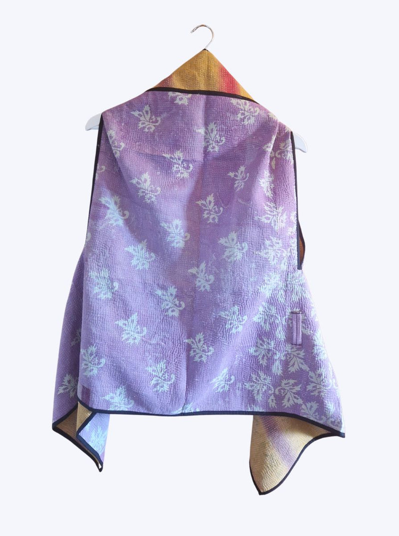 kantha vintage cape - orange purple