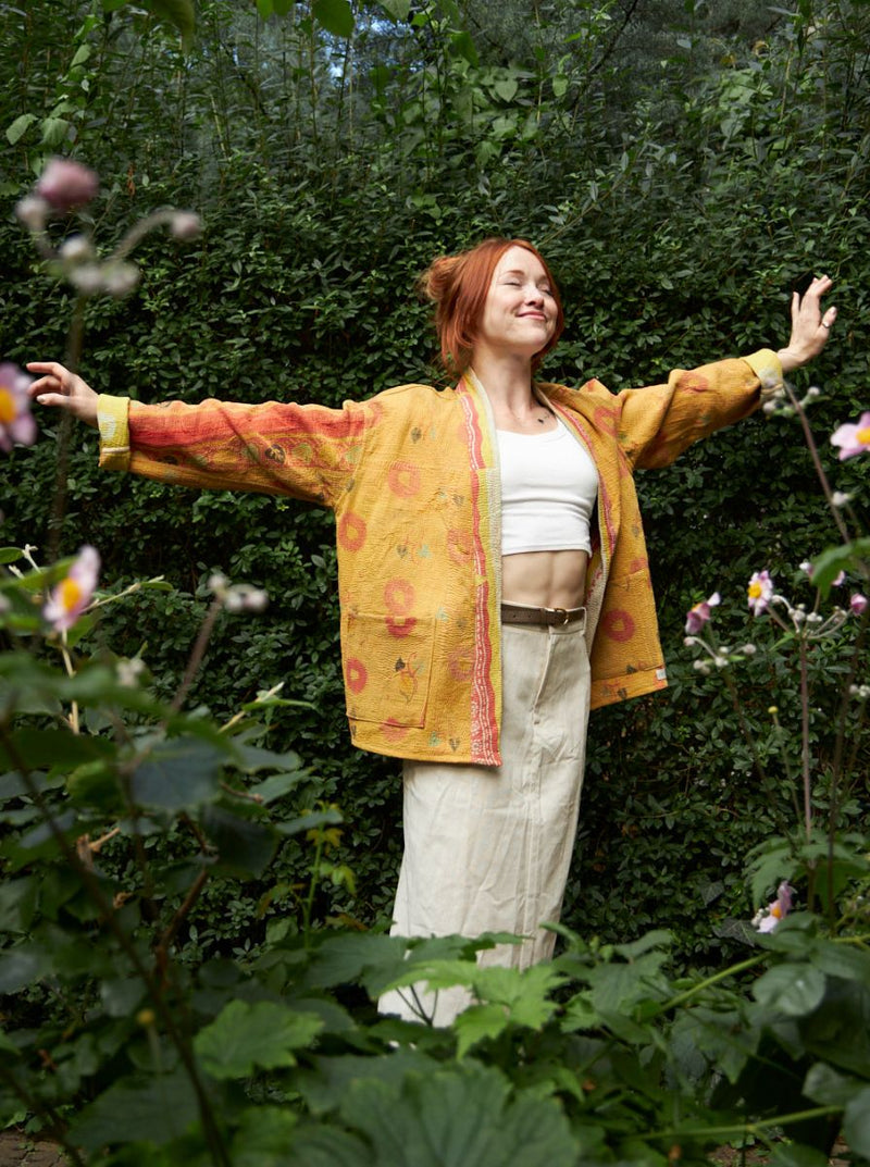 kantha vintage kimono ruby (zari)