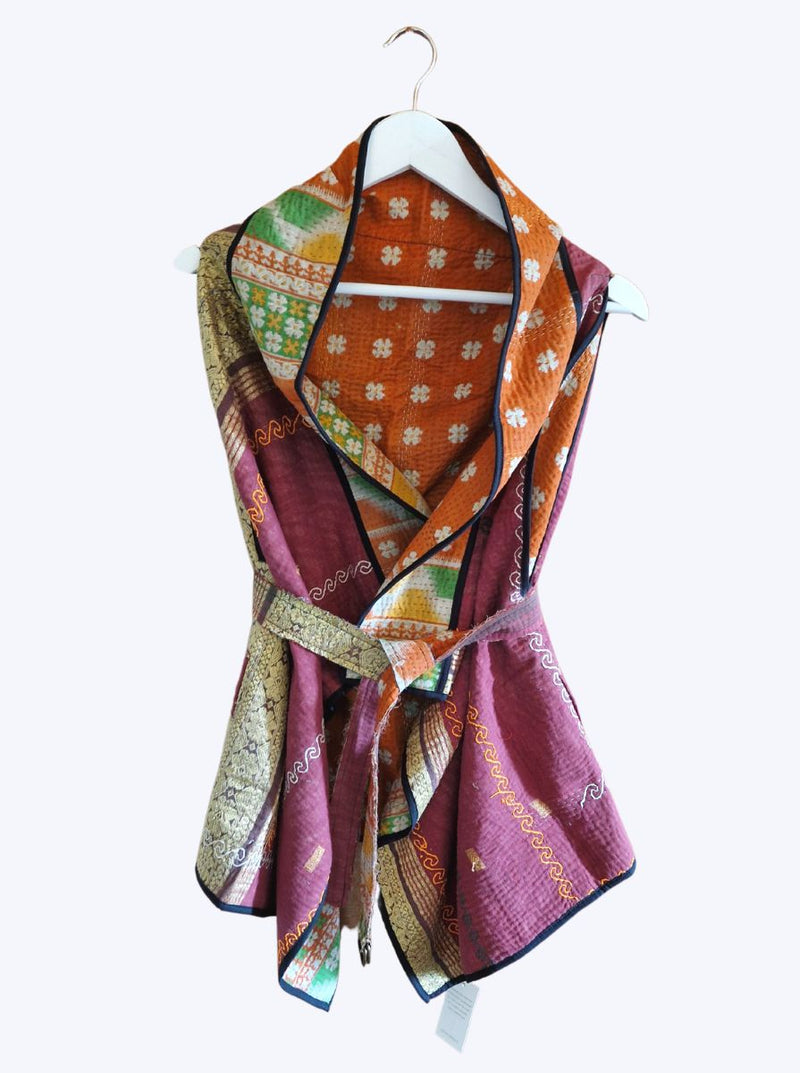 kantha vintage cape - orange love