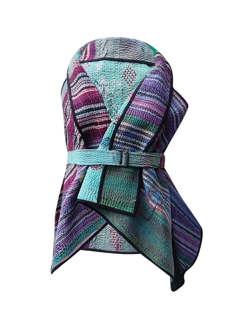 kantha vintage cape - blue moon