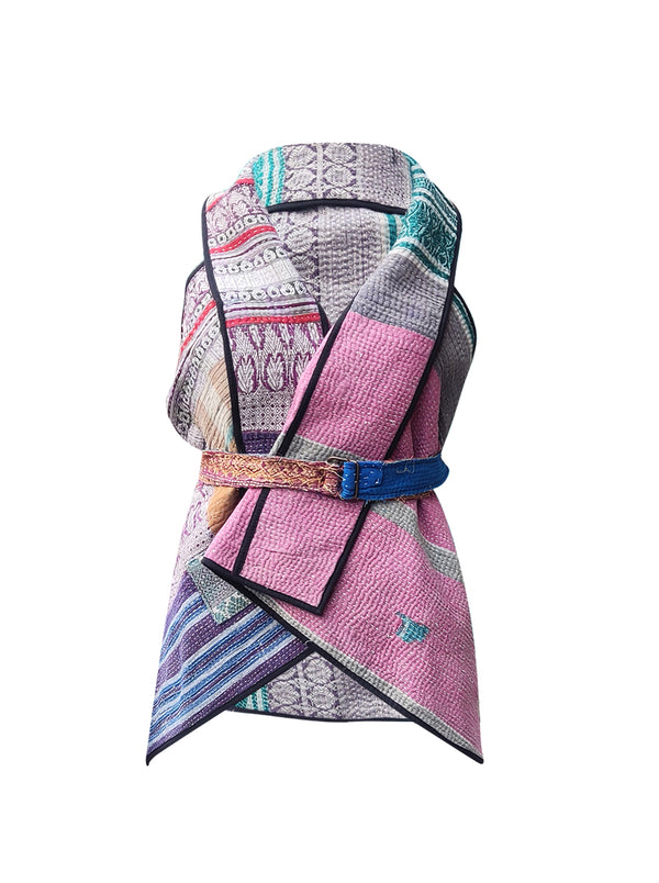 kantha vintage cape - pink motif