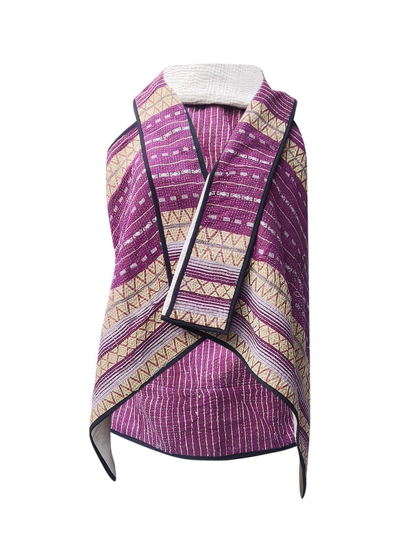 kantha vintage cape - purple love