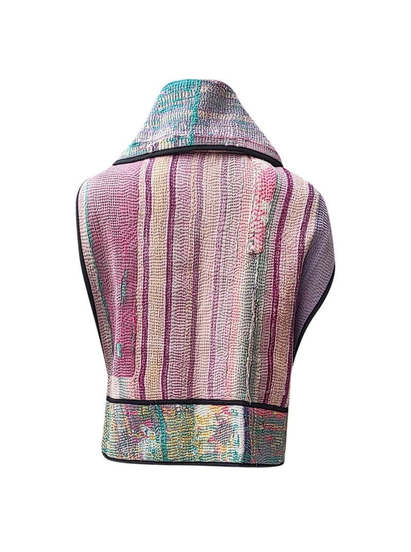 kantha vintage cape - lush green