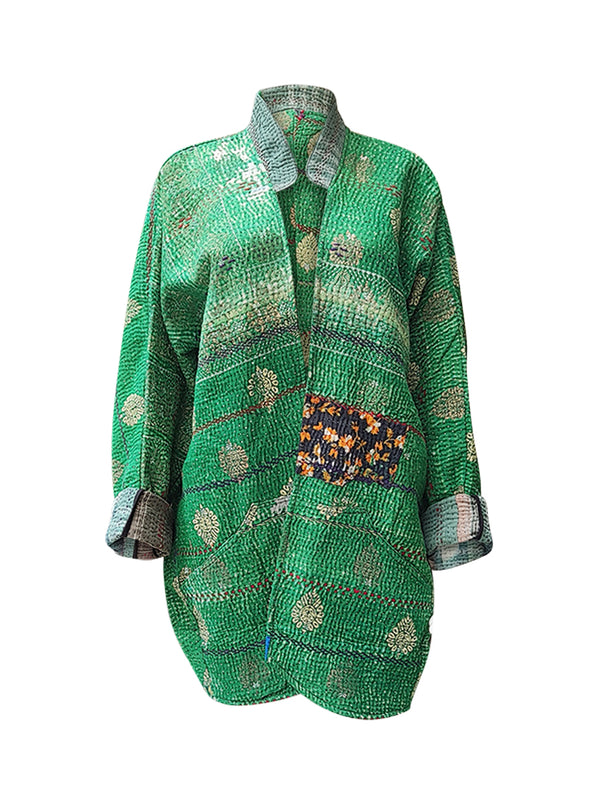 kantha vintage long jacket puja