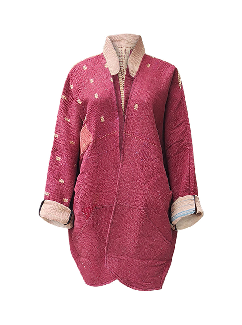 kantha vintage long jacket sindhura