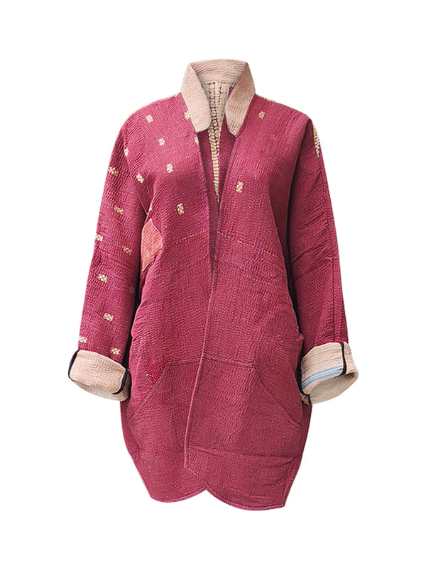 kantha vintage long jacket sindhura