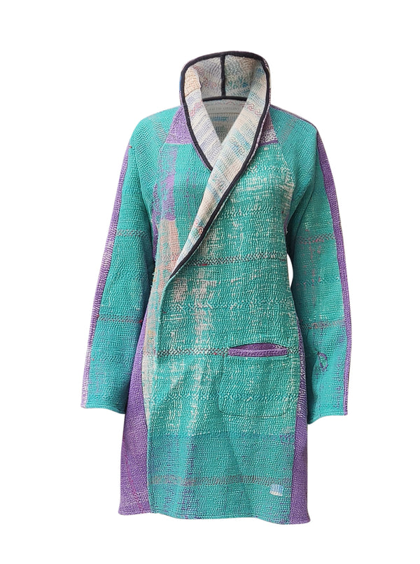 kantha vintage coat short sari