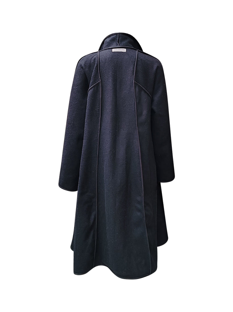 reversible recycled wool coat black