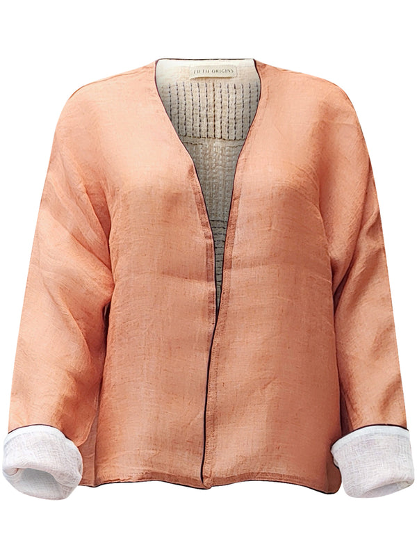 linen jacket copper white - zero waste edition