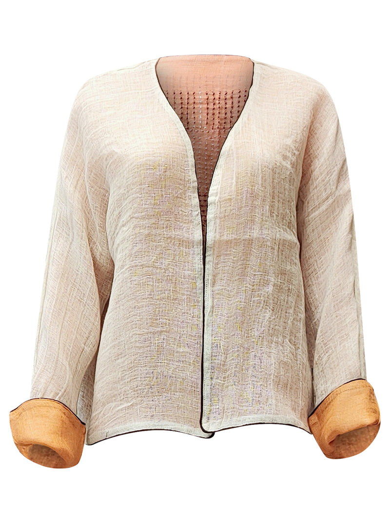 linen jacket copper white - zero waste edition