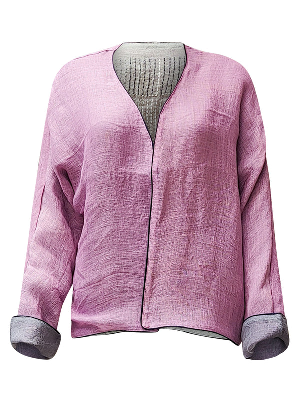 linen jacket grey pink - zero waste edition