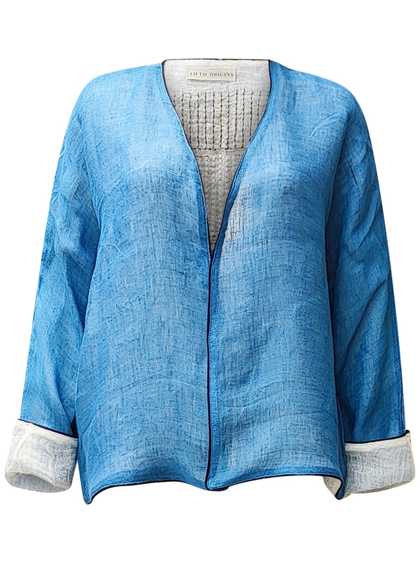 linen jacket blue white - zero waste edition