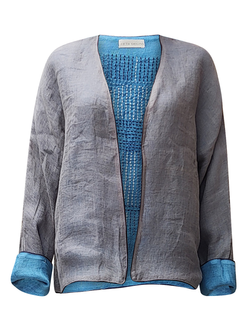 linen jacket blue grey - zero waste edition