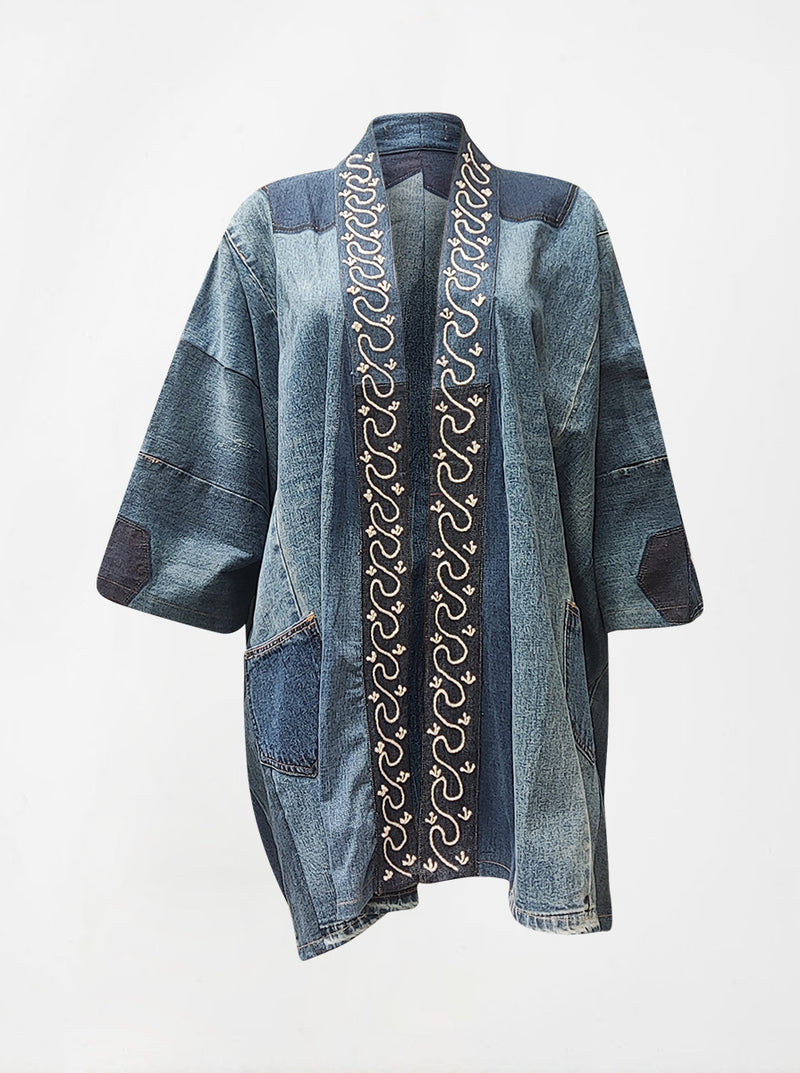 waste to wonder recycled denim kimono annette