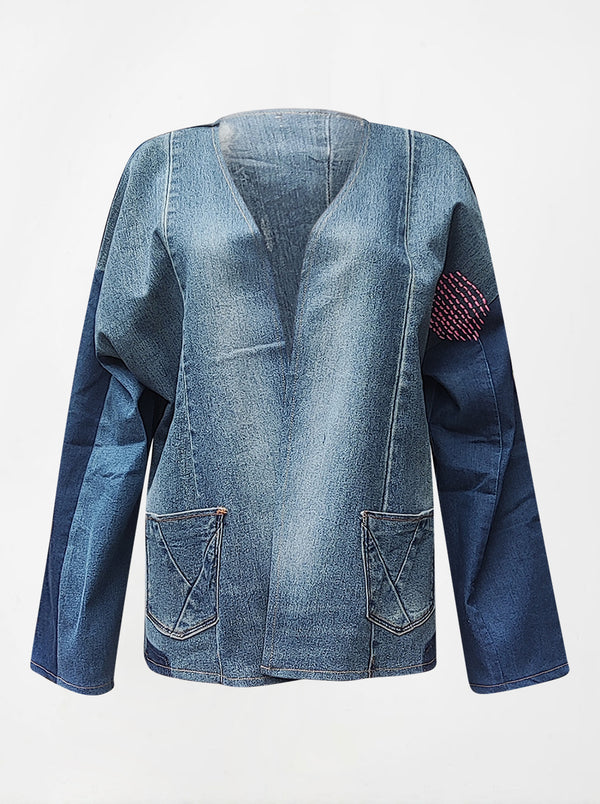 waste to wonder recycled denim vest with sleeves rachel