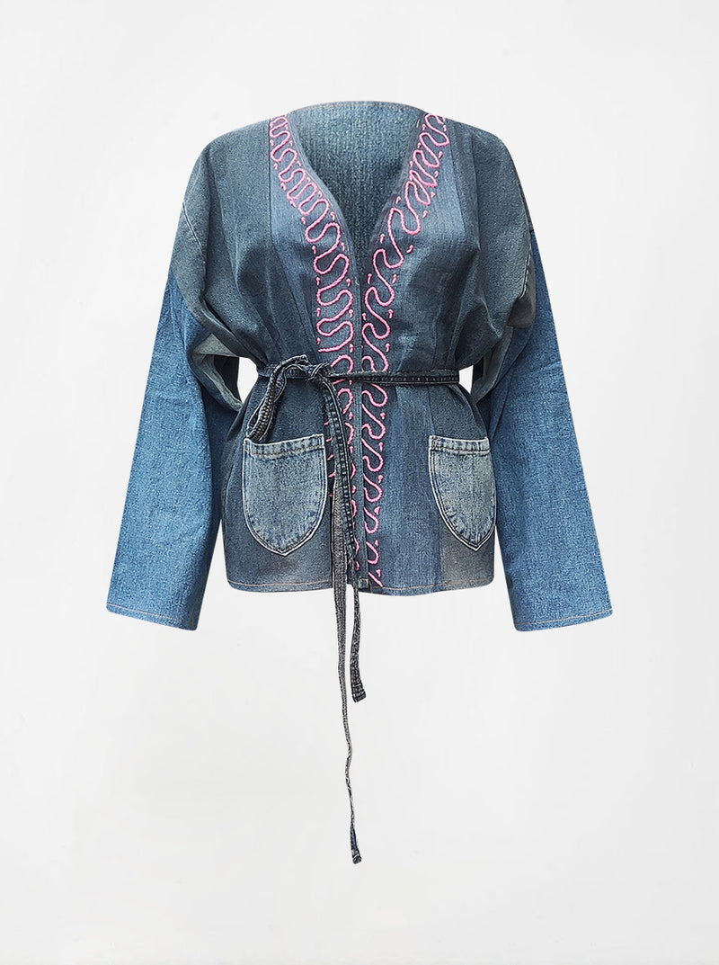 waste to wonder recycled denim vest with sleeves angela