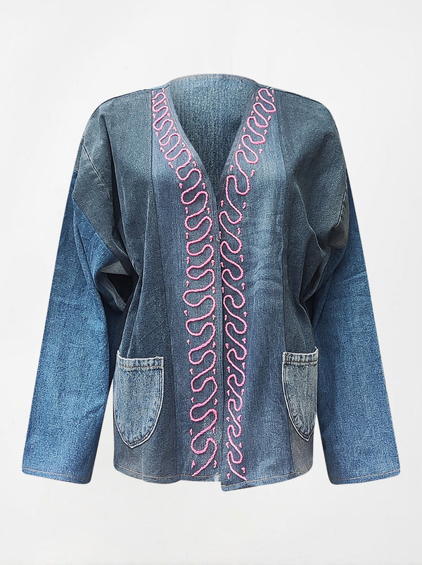 waste to wonder recycled denim vest with sleeves angela