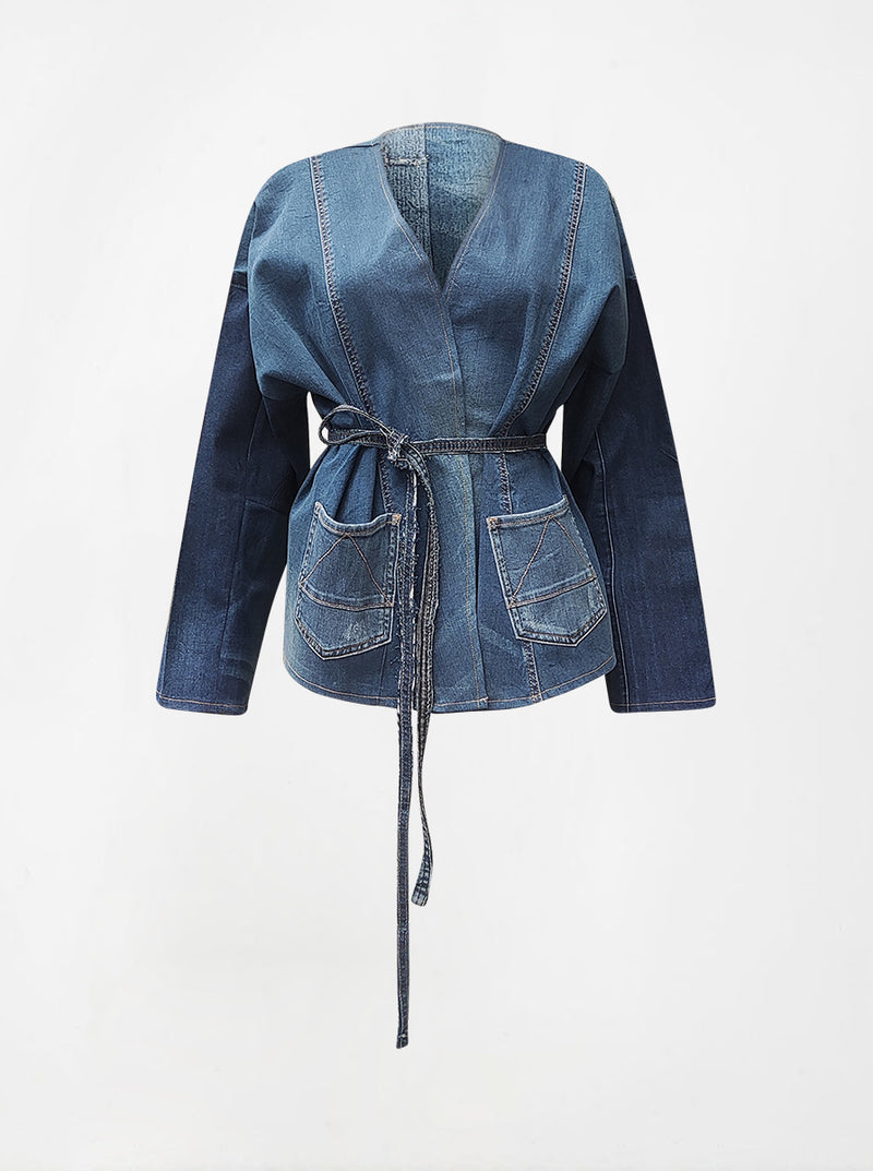 waste to wonder recycled denim vest with sleeves gerogia