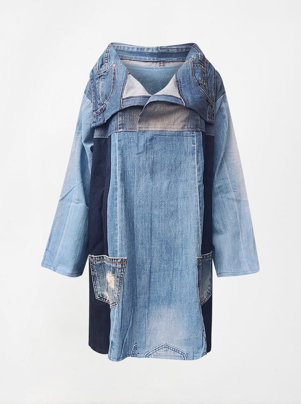 waste to wonder recycled denim dress coat rachel