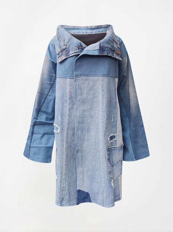 waste to wonder recycled denim dress coat julia