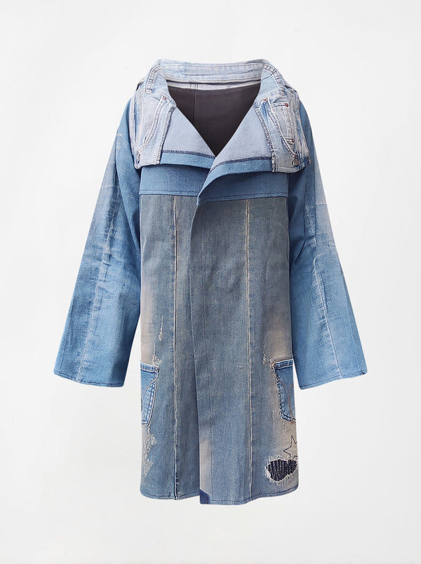 waste to wonder recycled denim dress coat eva