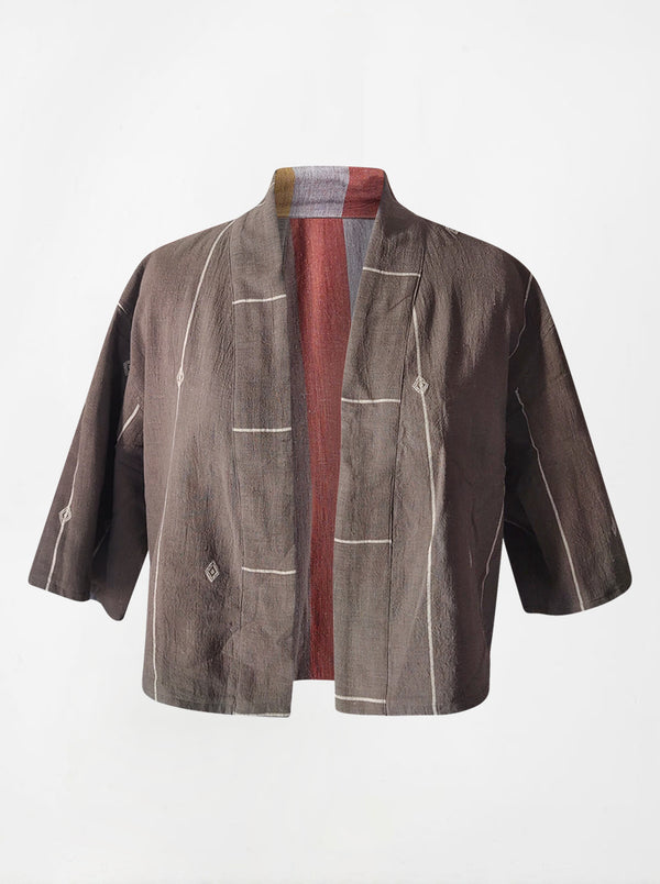kala organic cotton reversible bolero grey with grey prints