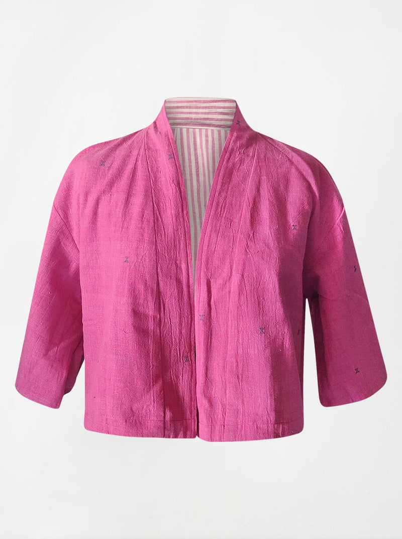 kala organic cotton reversible bolero pink and pink lines