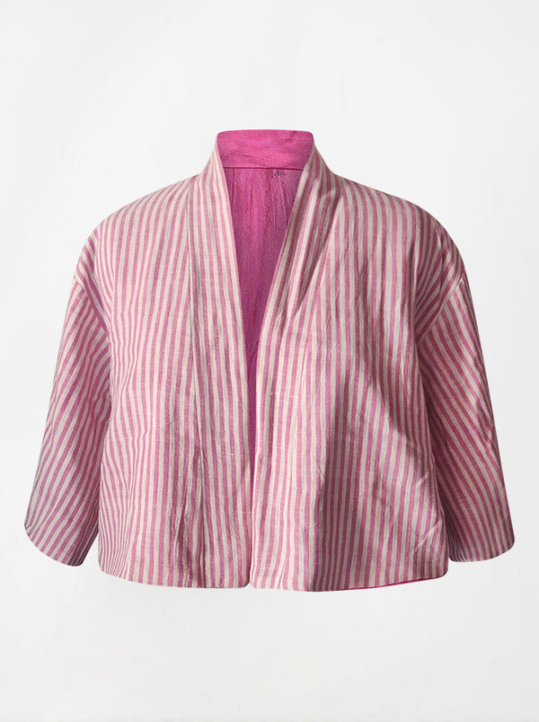 kala organic cotton reversible bolero pink and pink lines