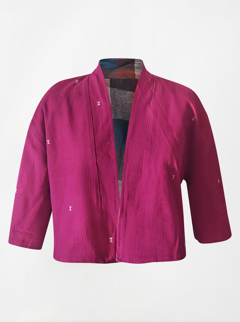 kala organic cotton reversible bolero pink and checks