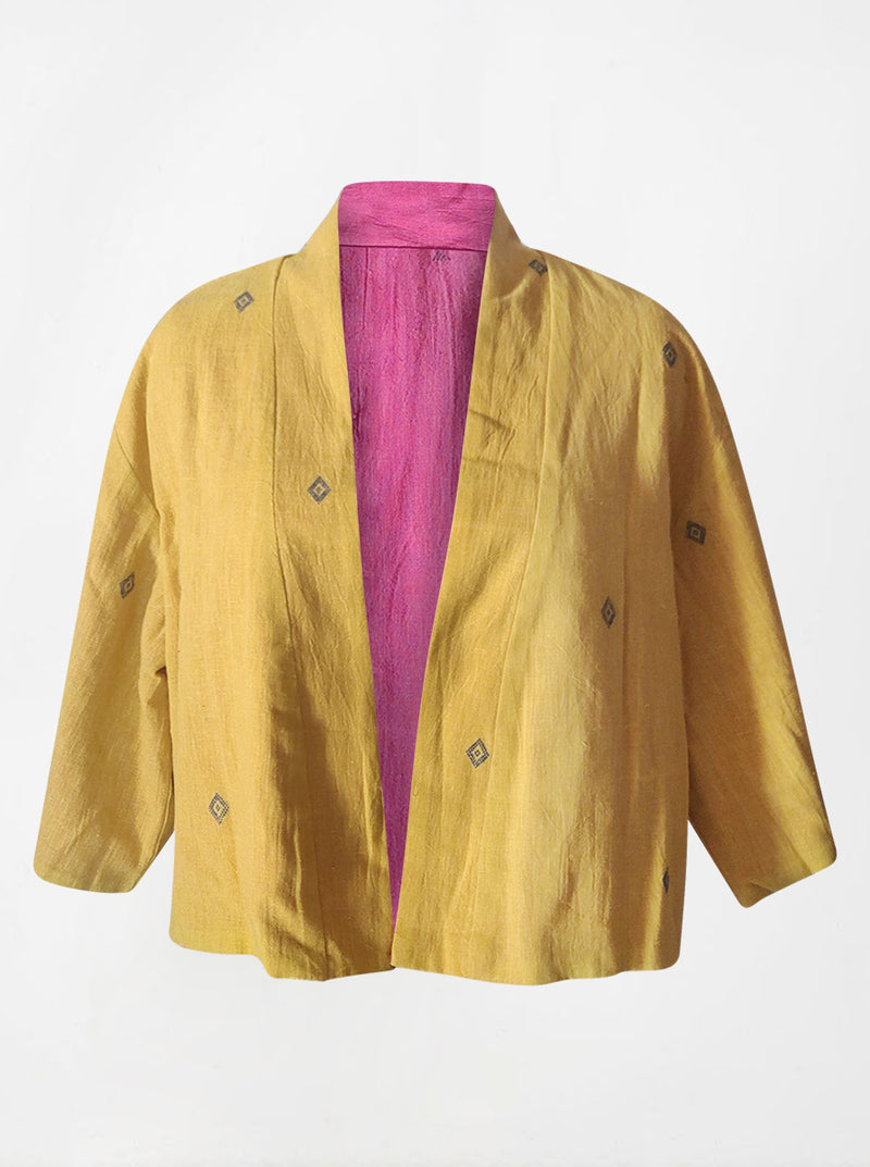 kala organic cotton reversible bolero pink and yellow