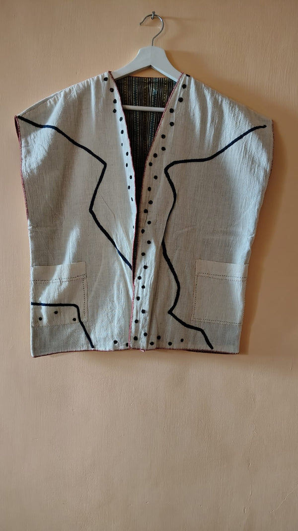 kala organic cotton reversible vest sleeveless applique
