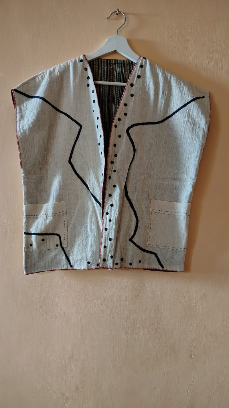 kala organic cotton reversible vest sleeveless applique