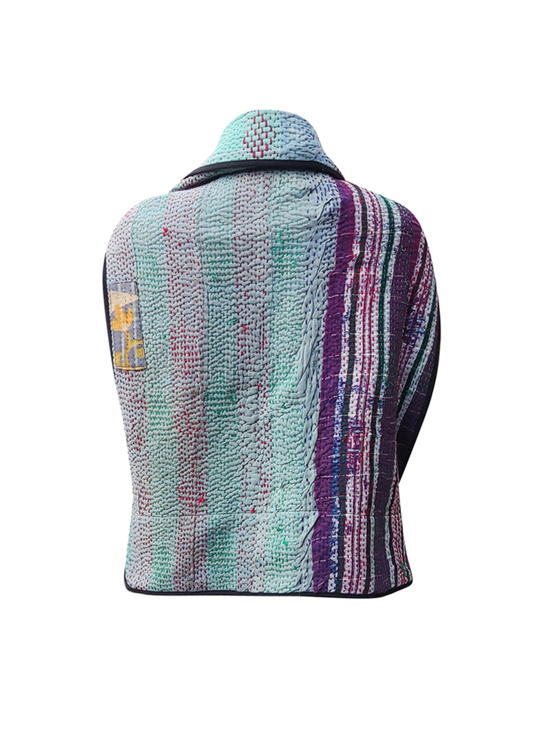 kantha vintage cape - blue moon