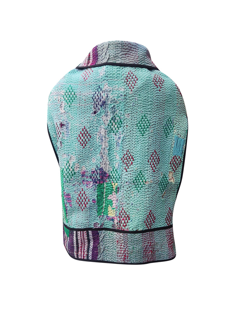 kantha vintage cape - blue moon