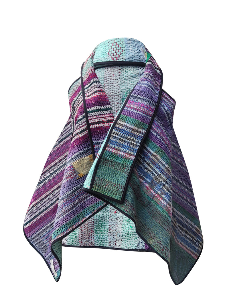 kantha vintage cape - blue moon