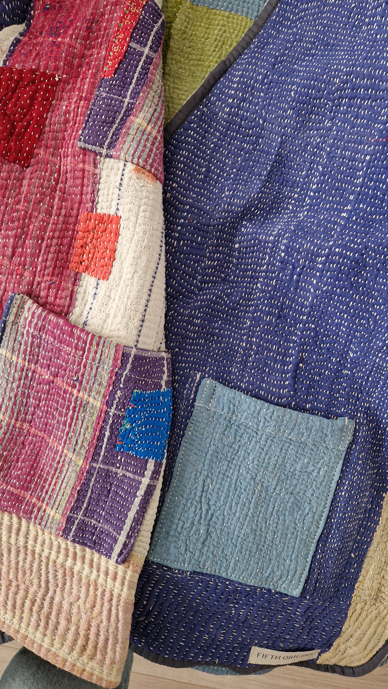 kantha reversible jacket sample patch