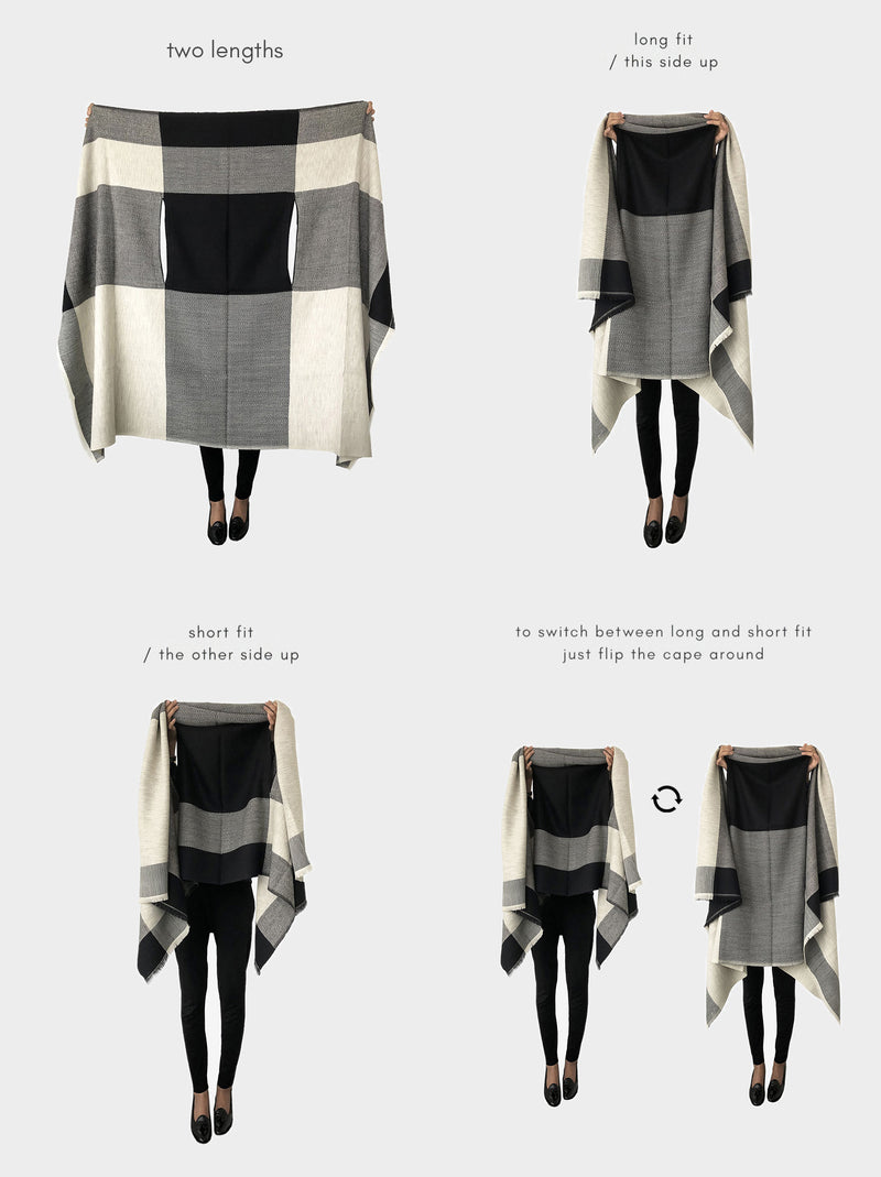 cape infinity wool black white