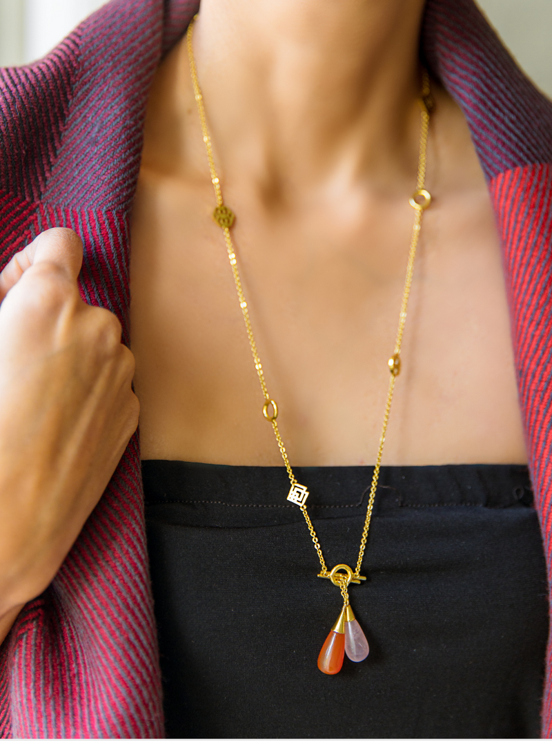 cape infinity + gemstone necklace gift set